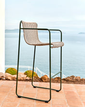 Load image into Gallery viewer, Maurina stool in green galvanised steel and ecru and grey rope cord 74,5cm - image 6