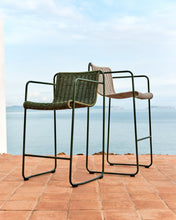 Load image into Gallery viewer, Maurina stool in green galvanised steel and ecru and grey rope cord 64,5cm - image 8