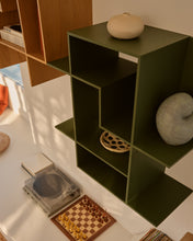 Load image into Gallery viewer, Ina modular shelving unit in green lacquered MDF 80 x 80cm FSC 100% - image 5