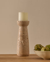 Load image into Gallery viewer, Magan large beige travertine candle holder - image 3