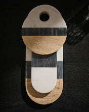 Load image into Gallery viewer, Nivol large serving board in white and black marble and travertine - image 2