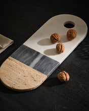 Load image into Gallery viewer, Nivol large serving board in white and black marble and travertine - image 3