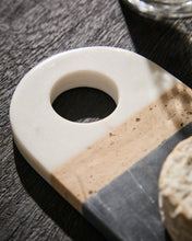 Load image into Gallery viewer, Nivol small serving board in black and white marble and travertine - image 3