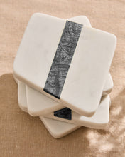 Load image into Gallery viewer, Nira set of 4 white and grey marble coasters - image 3