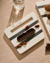 Load image into Gallery viewer, Nira square serving board in white and grey marble - image 2
