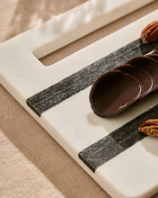 Load image into Gallery viewer, Nira square serving board in white and grey marble - image 3