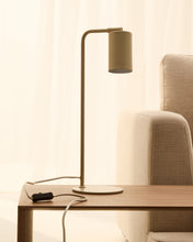 Load image into Gallery viewer, Manie metal desk lamp with beige textured finish and UK adaptor - image 2