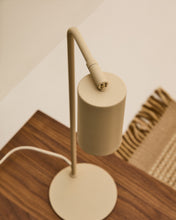 Load image into Gallery viewer, Manie metal desk lamp with beige textured finish and UK adaptor - image 3