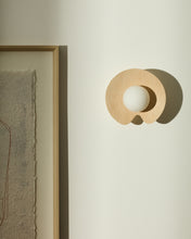 Load image into Gallery viewer, Wilara oak veneer wall-mounted light fixture with 1 smoked glass ball - image 2