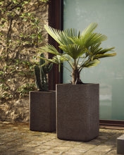 Load image into Gallery viewer, Set of 2 Minoa tall planters with brown stone effect 44 x 44 cm - image 2
