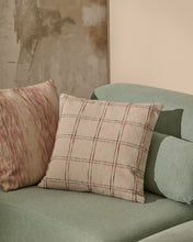 Load image into Gallery viewer, Nety beige cushion cover with multicoloured checked embroidery 45 x 45cm - image 2