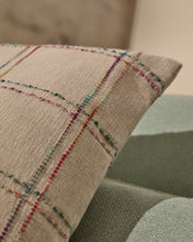 Load image into Gallery viewer, Nety beige cushion cover with multicoloured checked embroidery 45 x 45cm - image 3