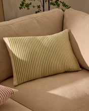 Load image into Gallery viewer, Lioris green striped cotton cushion cover 60 x 40cm - image 2