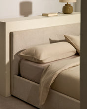 Load image into Gallery viewer, Nahiri beige chenille lift-up storage bed for a 180 x 200 cm mattress - image 7