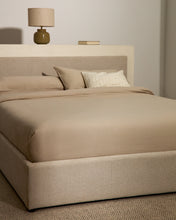 Load image into Gallery viewer, Nahiri beige chenille lift-up storage bed for a 150 x 200 cm mattress - image 5