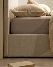 Load image into Gallery viewer, Nahiri beige chenille lift-up storage bed for a 150 x 200 cm mattress - image 6
