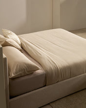 Load image into Gallery viewer, Nahiri beige chenille lift-up storage bed for a 160 x 200 cm mattress - image 7