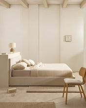 Load image into Gallery viewer, Nahiri beige chenille lift-up storage bed for a 160 x 200 cm mattress - image 5