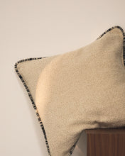 Load image into Gallery viewer, Enari beige 100% cotton cushion cover with contrasting black trim 50 x 50cm - image 3
