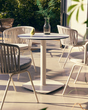 Load image into Gallery viewer, Dina round outdoor table in white with metal legal in a painted white finish, Ø 68x70cm - image 3