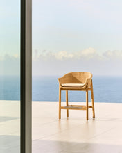 Load image into Gallery viewer, Galea stool in FSC 100% solid teak wood and synthetic rattan 65cm - image 5