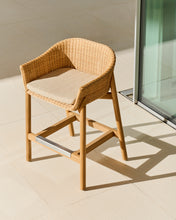 Load image into Gallery viewer, Galea stool in FSC 100% solid teak wood and synthetic rattan 65cm - image 7