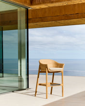 Load image into Gallery viewer, Galea stool in FSC 100% solid teak wood and synthetic rattan 75cm - image 6