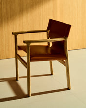Load image into Gallery viewer, Jan chair made of light brown recycled leather fibres and FSC 100% solid ash wood with natural tone finish - image 5