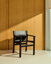 Load image into Gallery viewer, Jan chair made of black recycled leather fibres and FSC 100% solid ash wood with black finish - image 5