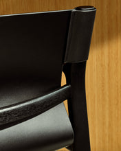 Load image into Gallery viewer, Jan chair made of black recycled leather fibres and FSC 100% solid ash wood with black finish - image 6