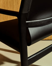 Load image into Gallery viewer, Jan chair made of black recycled leather fibres and FSC 100% solid ash wood with black finish - image 8