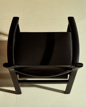 Load image into Gallery viewer, Jan chair made of black recycled leather fibres and FSC 100% solid ash wood with black finish - image 7