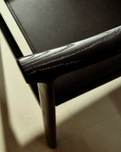 Load image into Gallery viewer, Jan chair made of black recycled leather fibres and FSC 100% solid ash wood with black finish - image 9