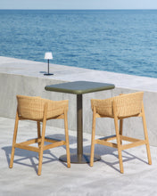 Load image into Gallery viewer, Esilda outdoor tall table with green cement top 70x70cm and green steel base Ø55x96cm - image 3