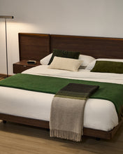 Load image into Gallery viewer, Norlen bed with 2 bedside tables in walnut veneer with dark finish and LED light for 180 x 200 cm mattress FSC Mix Credit UK adapter - image 10
