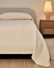 Load image into Gallery viewer, Odina ecru bouclé bed with removable cover and solid ash wood legs with natural finish for 160 x 200cm mattress - image 8