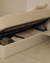Load image into Gallery viewer, Nelzi ecru chenille side-opening ottoman bed base with removable cover for 90 x 200cm mattress FSC 100% - image 7