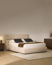 Load image into Gallery viewer, Dafra beige chenille removable-cover bed with ottoman base for 180 x 200 cm mattress - image 7
