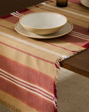 Load image into Gallery viewer, Davia 100% cotton table runner with red stripes and fringed detail 50 x 150cm - image 3