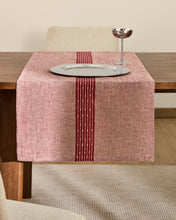 Load image into Gallery viewer, Calena linen jacquard table runner with red central stripe 50 x 150 cm - image 3