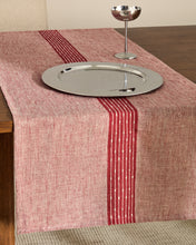 Load image into Gallery viewer, Calena linen jacquard table runner with red central stripe 50 x 150 cm - image 2