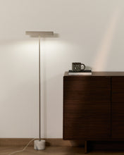 Load image into Gallery viewer, Lynor brushed metal floor lamp with white marble base UK adaptor - image 2