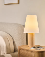 Load image into Gallery viewer, Marga table lamp made from solid rubber wood with natural finish UK adapter - image 2