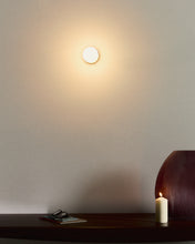 Load image into Gallery viewer, Brisia metal wall lamp with brushed brass finish and 1 frosted glass ball Ø8cm - image 4