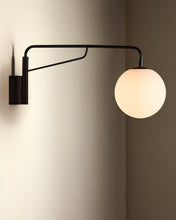 Load image into Gallery viewer, Eilo wall light in black steel with frosted glass globe - image 2
