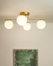 Load image into Gallery viewer, Brisia metal ceiling lamp with brushed brass finish and 4 frosted glass balls Ø15cm - image 2