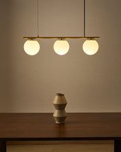 Load image into Gallery viewer, Brisia metal ceiling lamp with brushed brass finish and 3 frosted glass balls Ø15cm - image 2