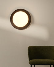 Load image into Gallery viewer, Novae ceiling lamp in dark wood-effect brushed steel and frosted glass Ø 40 cm - image 2