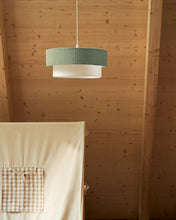Load image into Gallery viewer, Bianella cotton and turquoise corduroy ceiling lamp - image 2