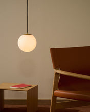 Load image into Gallery viewer, Brisia metal ceiling lamp with brushed brass finish and 1 frosted glass ball Ø15cm - image 2